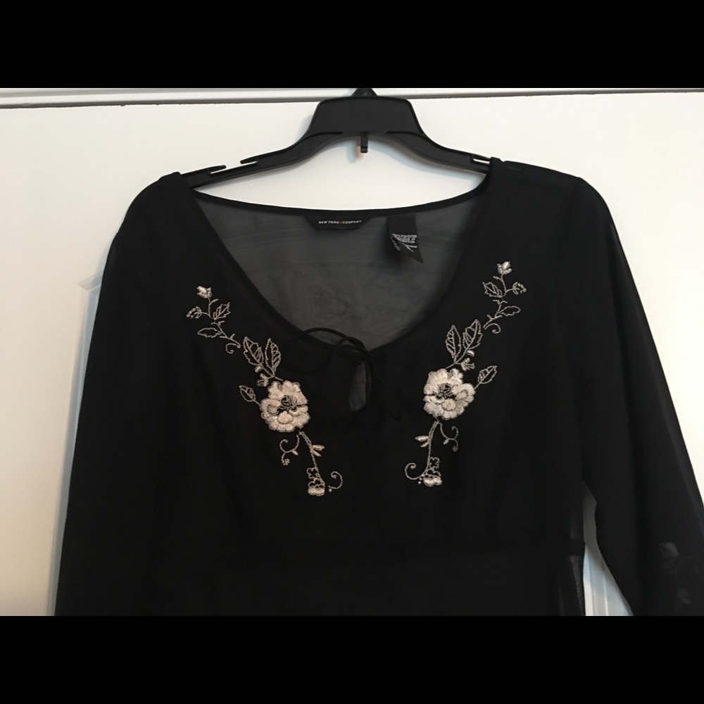 New York & Company sheer dress blouse shirt